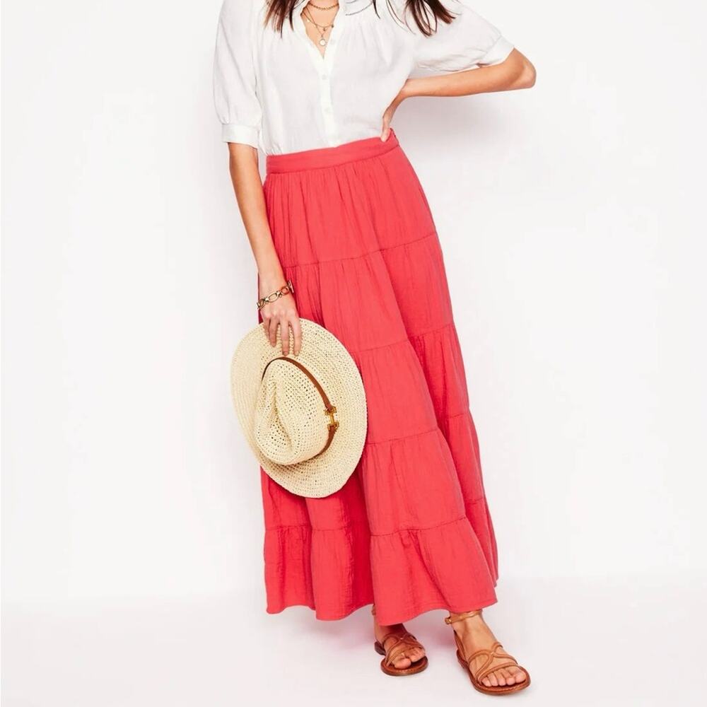 Boden Nadia Double Cloth Maxi Skirt 6 Jam Red